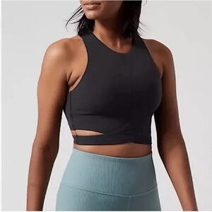 Athleta Conscious Cut Out Crop Tank Top Black S/P